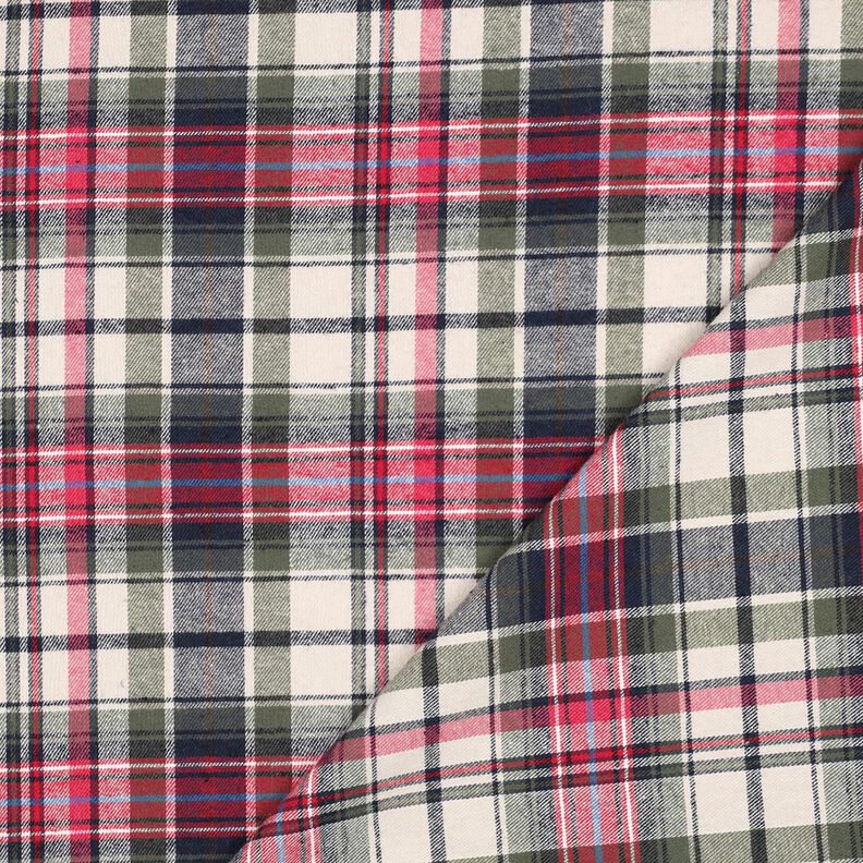 Flanelle coton Karo | Poppy Fabrics – olive/rouge, image number 4