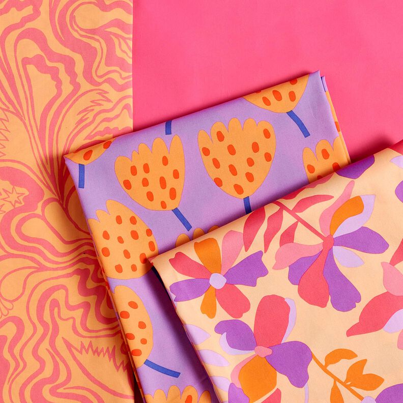 Satin de coton Cloverdale | Nerida Hansen – abricot/rose vif,  image number 5