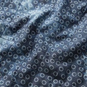 Tissu chambray matelassé Fleur en batik – bleu jean, 