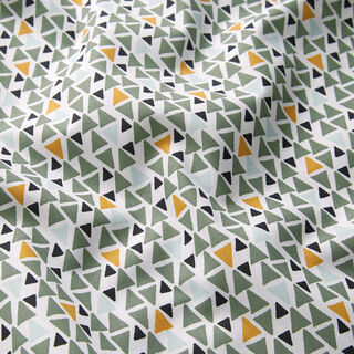 Tissu en coton Cretonne mini-triangles – roseau/blanc, 