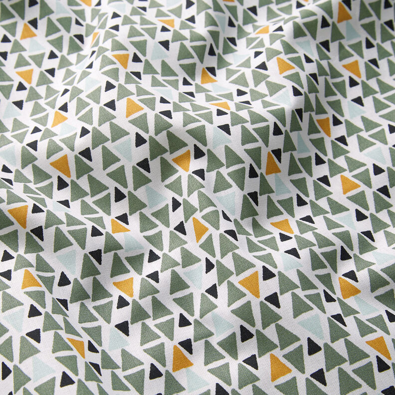 Tissu en coton Cretonne mini-triangles – roseau/blanc,  image number 2