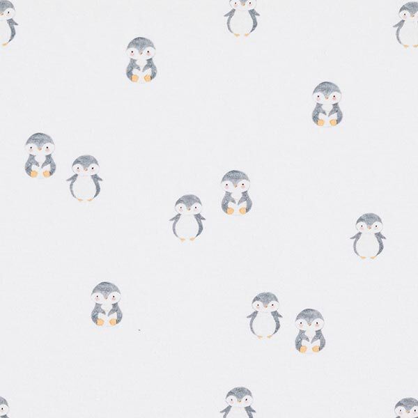 Jersey coton Pingouin tout mignon Impression numérique – blanc,  image number 1
