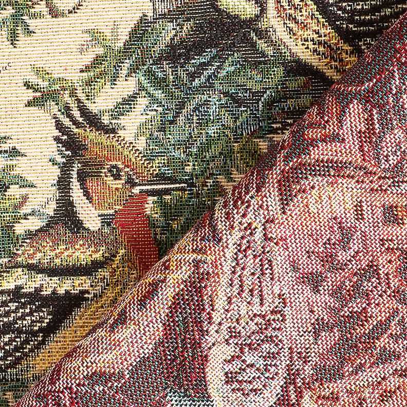 Tissu de décoration Gobelin oiseaux artistiques – beige clair/pin,  image number 4