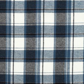 Flanelle coton gros carreaux – bleu jean/écru, 