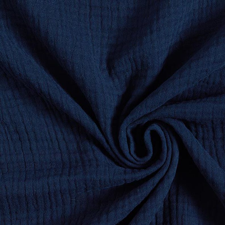 GOTS Tissu triple gaze de coton – bleu nuit,  image number 1