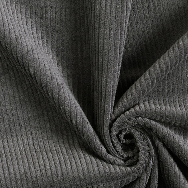 Velours côtelé large prélavé Uni – gris foncé,  image number 1