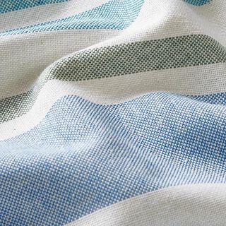 Tissu de décoration Semi-panama Mélange de rayures multicolores recyclé – bleu brillant, 