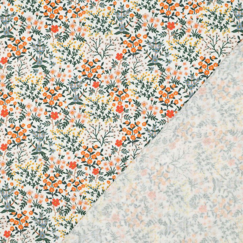 Tissu double gaze de coton Prairie fleurie Impression numérique | Poppy Fabrics – écru/orange pêche,  image number 4