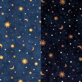 Tissu de décoration Ciel nocturne Glow in the Dark – or/bleu marine, 