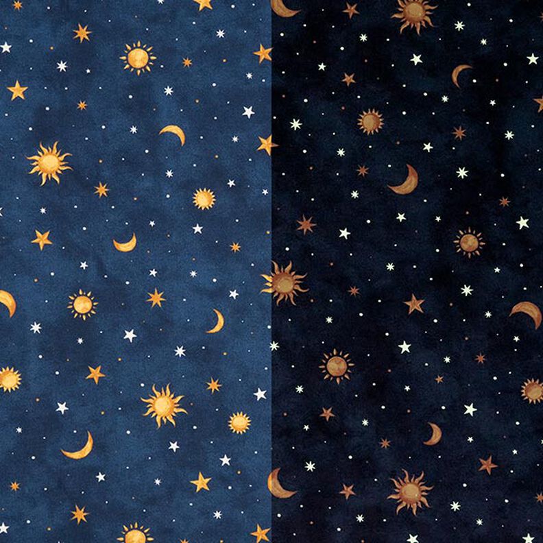 Tissu de décoration Ciel nocturne Glow in the Dark – or/bleu marine,  image number 1
