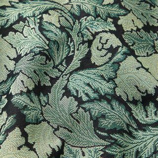 Tissu de décoration Gobelin motif de feuille baroque – vert foncé/roseau, 