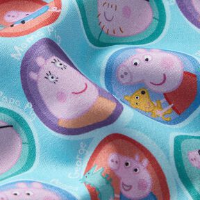Popeline coton Visages de Peppa Tissu sous licence | ABC Ltd – turquoise clair, 