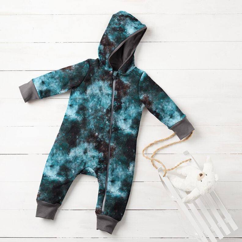 Sweatshirt gratté univers Impression numérique – bleu glacier/noir,  image number 6