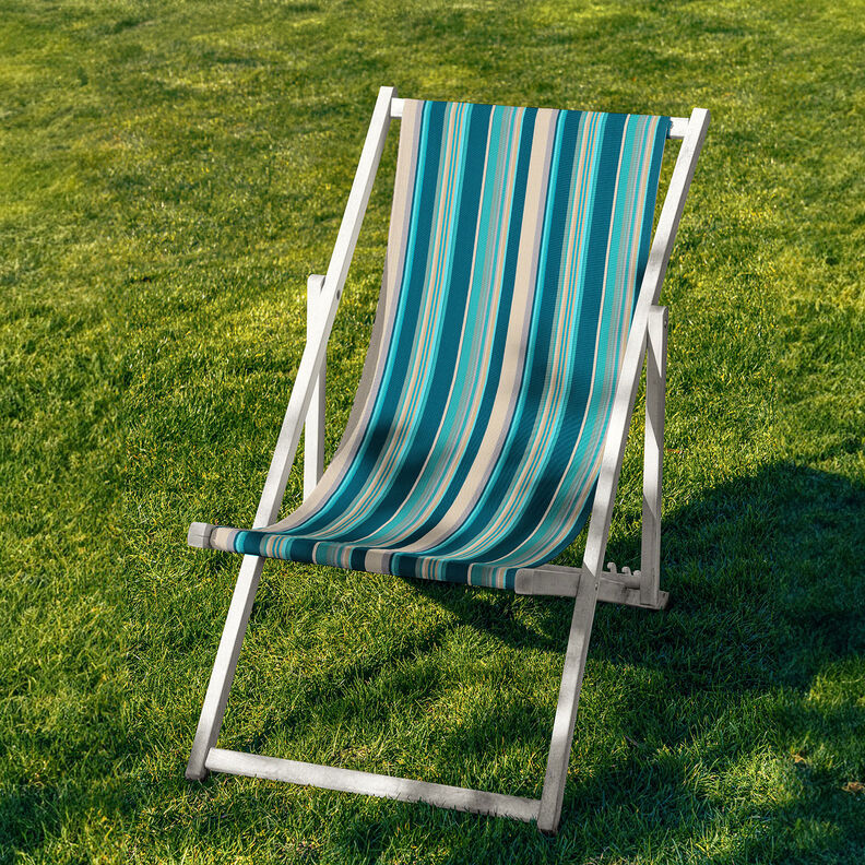 Extérieur Tissu pour chaise longue Rayures verticales 44 cm – amande/pétrole,  image number 4
