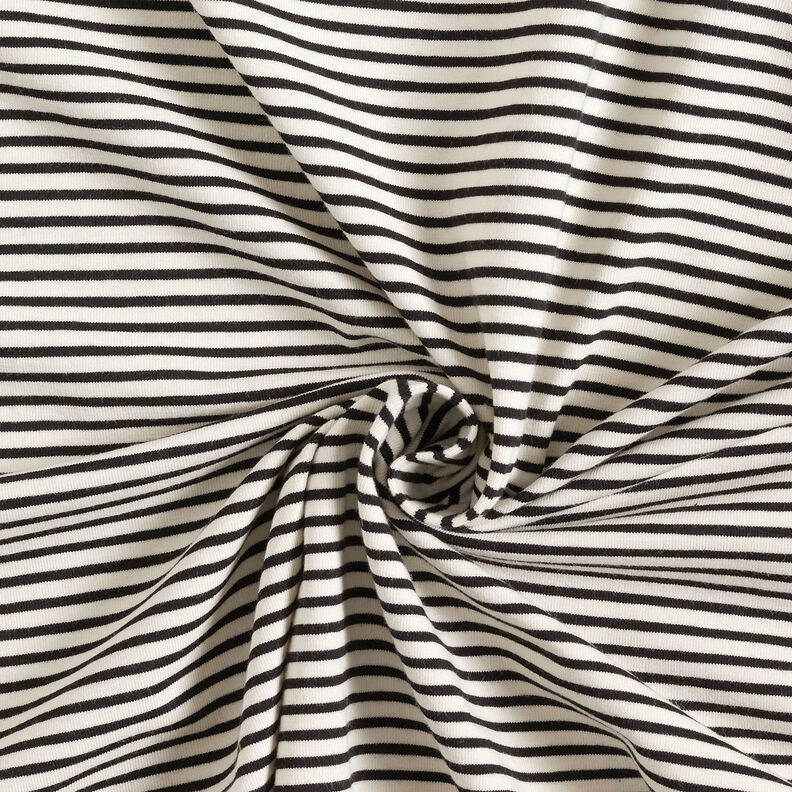 Jersey coton Rayures étroites – crème/noir, image number 3