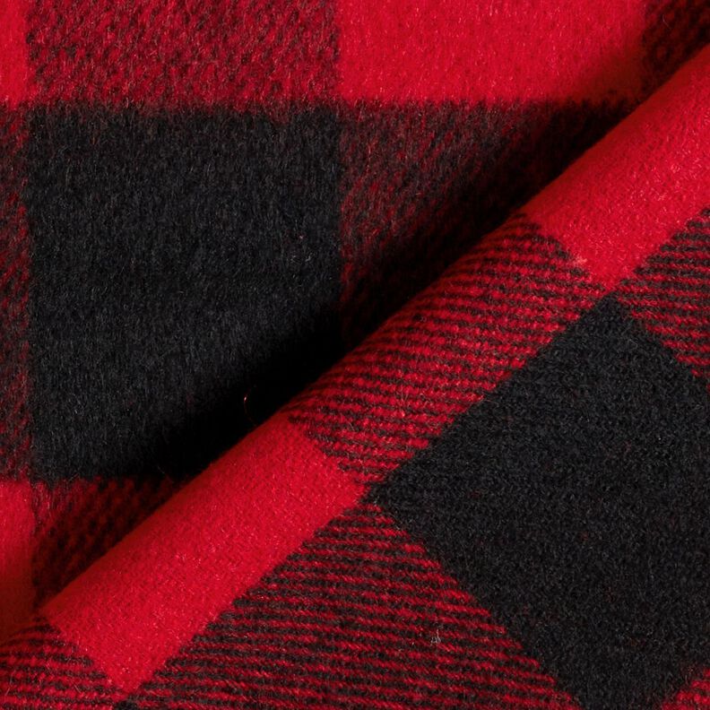 Tissu pour manteau à carreaux tartan – rouge/noir, image number 4