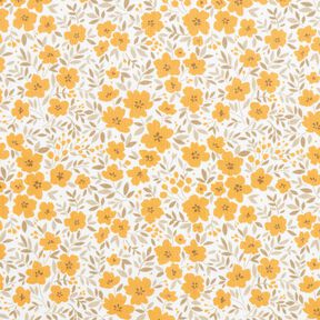 Tissu de décoration Satin de coton Mer de fleurs – moutarde/blanc, 