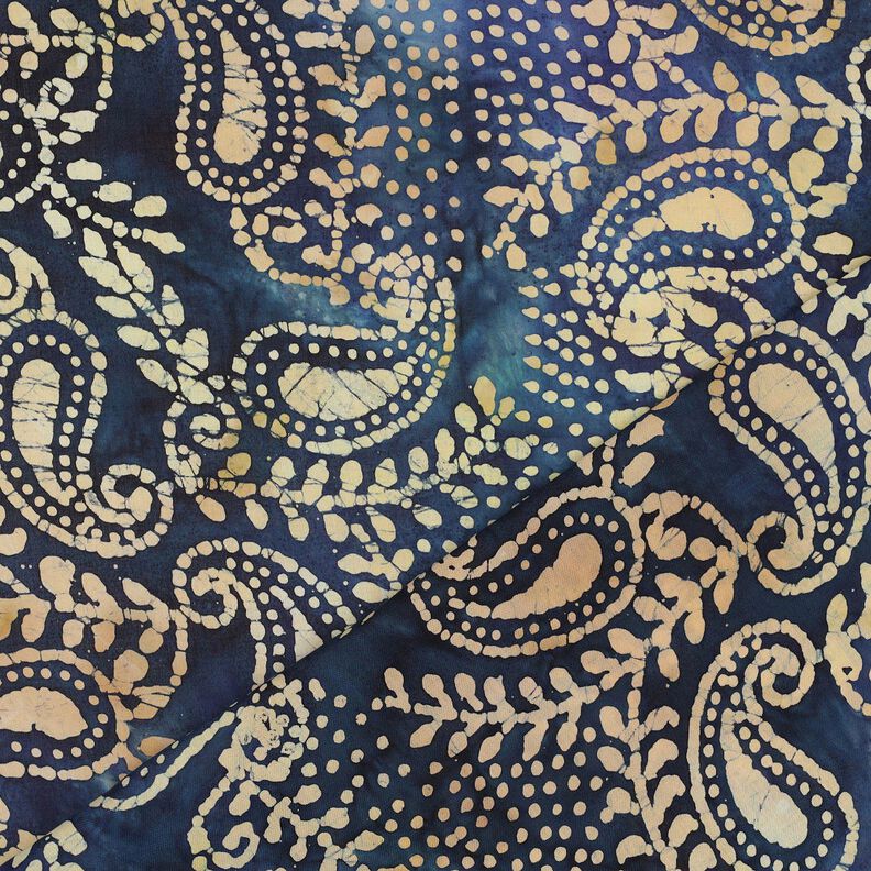 Batiste de coton fin Batik Paisley – bleu océan/sable,  image number 4