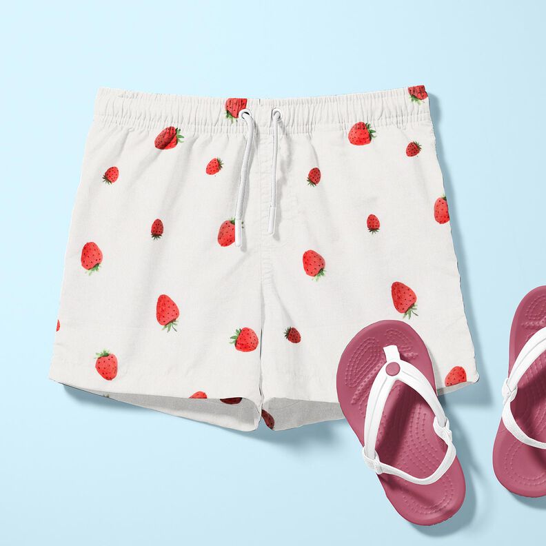GOTS Jersey coton Fraises aquarelle Impression numérique – ivoire, image number 6