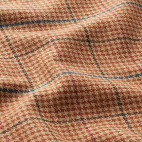 Tissu pour manteau Carreaux pied-de-poule avec effet scintillant – beige/cuivre, 