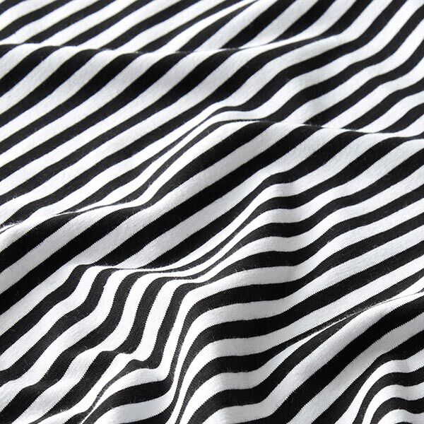 Jersey coton Rayures étroites – noir/blanc,  image number 2