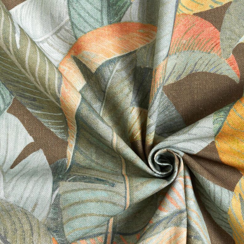 Tissu de décoration Semi-panama Feuilles de bananier – cuivre/kaki, image number 3