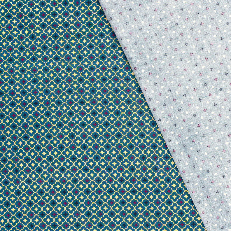 Tissu en coton Popeline Carreaux festifs – pétrole légère/or, image number 4