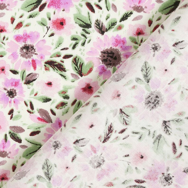 Popeline de coton Mer de fleurs – violet pastel/blanc,  image number 4