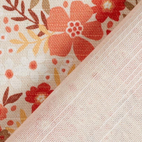 Tissu de décoration Semi-panama splendeur florale – corail/nature,  image number 4