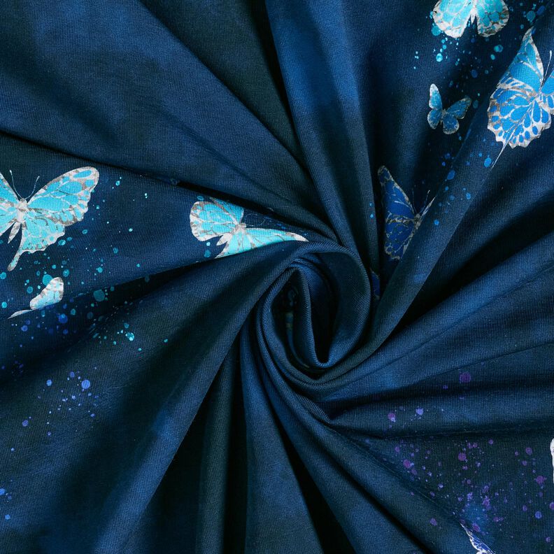 Jersey coton Dégradé de papillons | Glitzerpüppi – bleu nuit,  image number 3