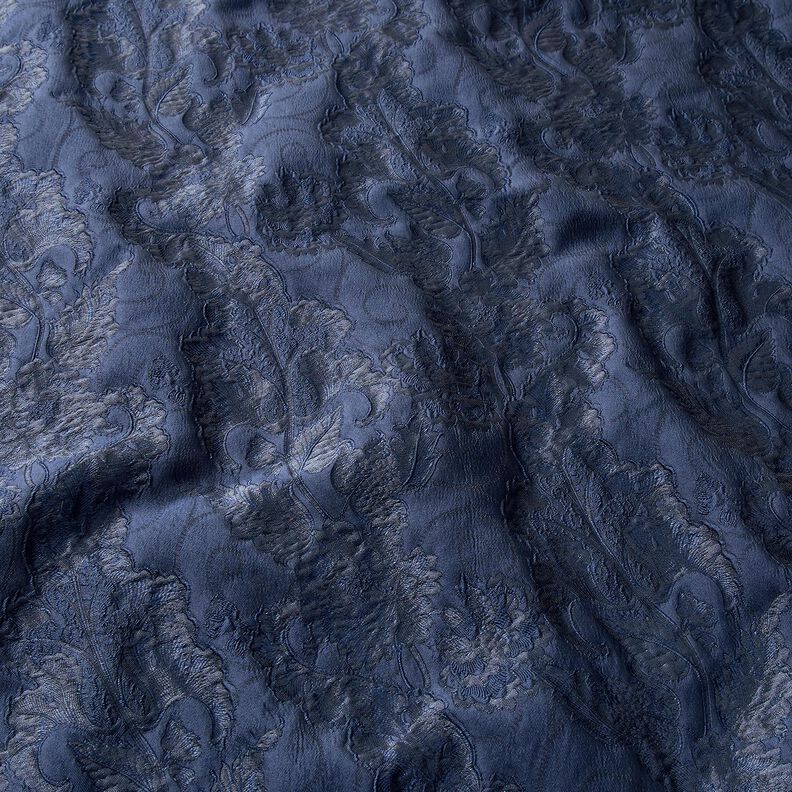 Jacquard d’habillement Brocart Fleurs – bleu marine, image number 2