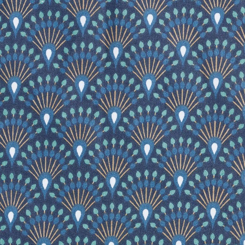 Coton enduit Éventail look paon – bleu, image number 1