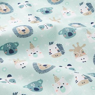 Popeline coton Animaux de fête – bleu aqua, 