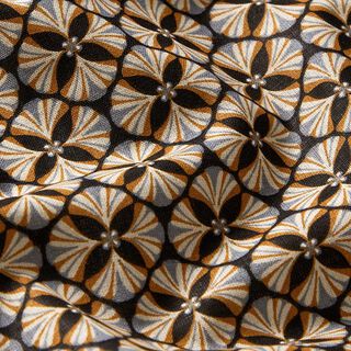 Tissu en coton Cretonne Carreaux à fleurs – noir/taupe clair, 