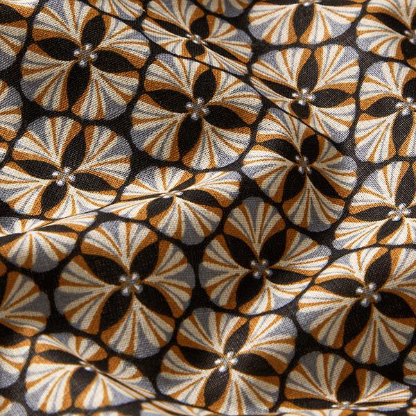 Tissu en coton Cretonne Carreaux à fleurs – noir/taupe clair,  image number 2