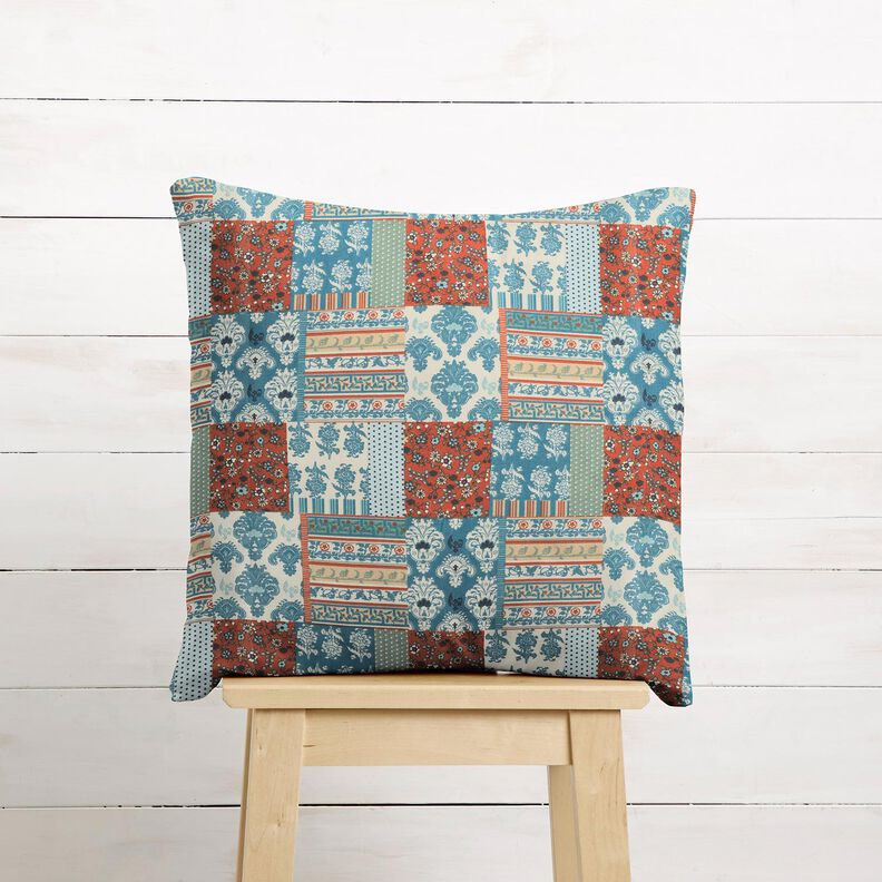 Tissu en coton Cretonne Patchwork floral – bleu, image number 7