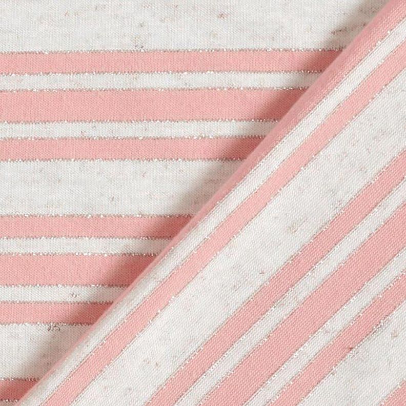 Jersey viscose Rayures pailletées irrégulières – écru/rosé,  image number 4