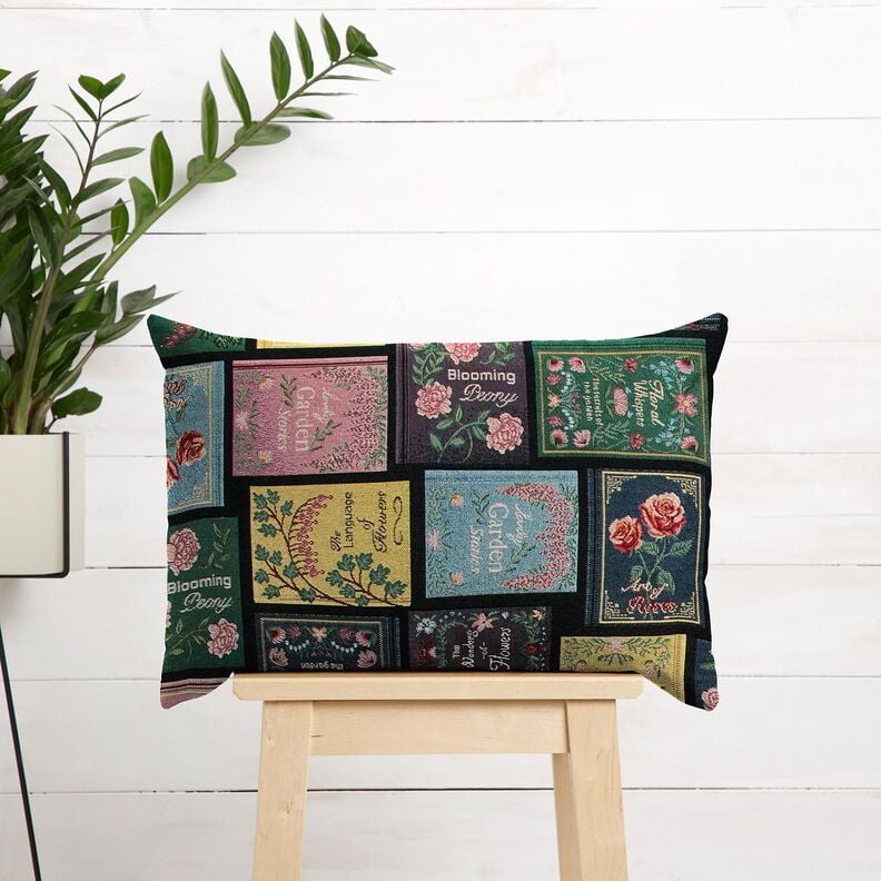 Tissu de décoration Gobelin Couverture de livre – noir/merlot,  image number 5