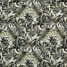 Mélange viscose lin Imprimé numérique Monstera – gris brume/kaki clair, 