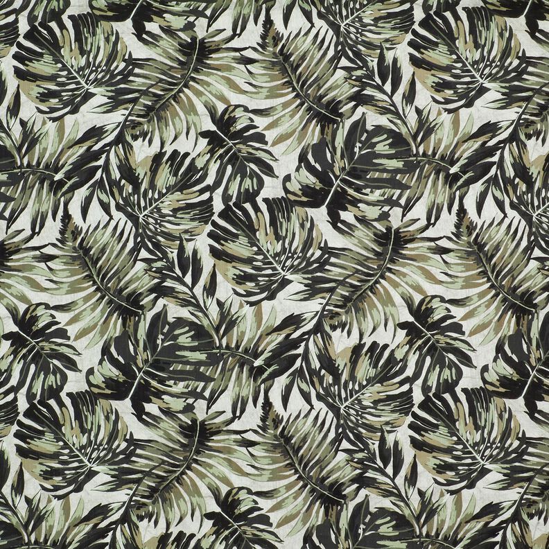 Mélange viscose lin Imprimé numérique Monstera – gris brume/kaki clair,  image number 1