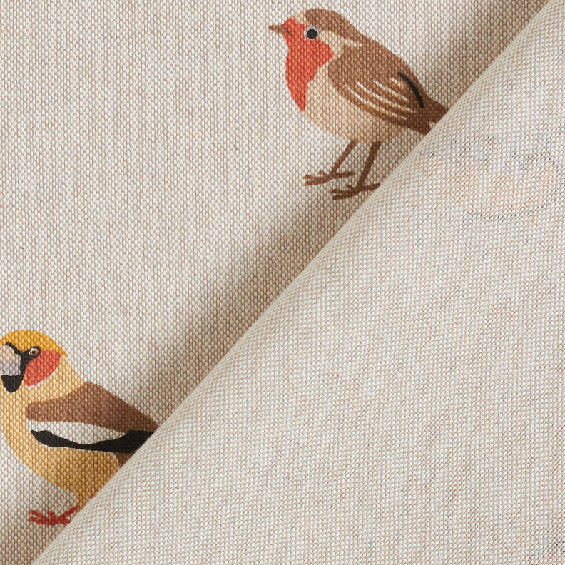Tissu de décoration Semi-panama Petits oiseaux de jardin – nature, image number 4