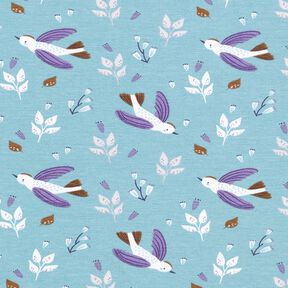 Jersey coton Petits oiseaux – bleu pigeon, 