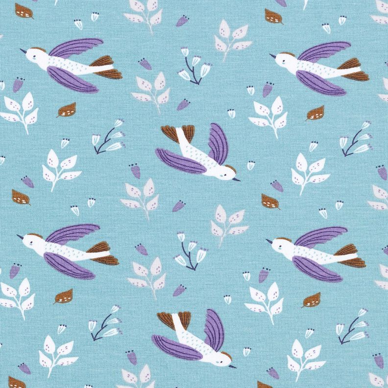 Jersey coton Petits oiseaux – bleu pigeon,  image number 1