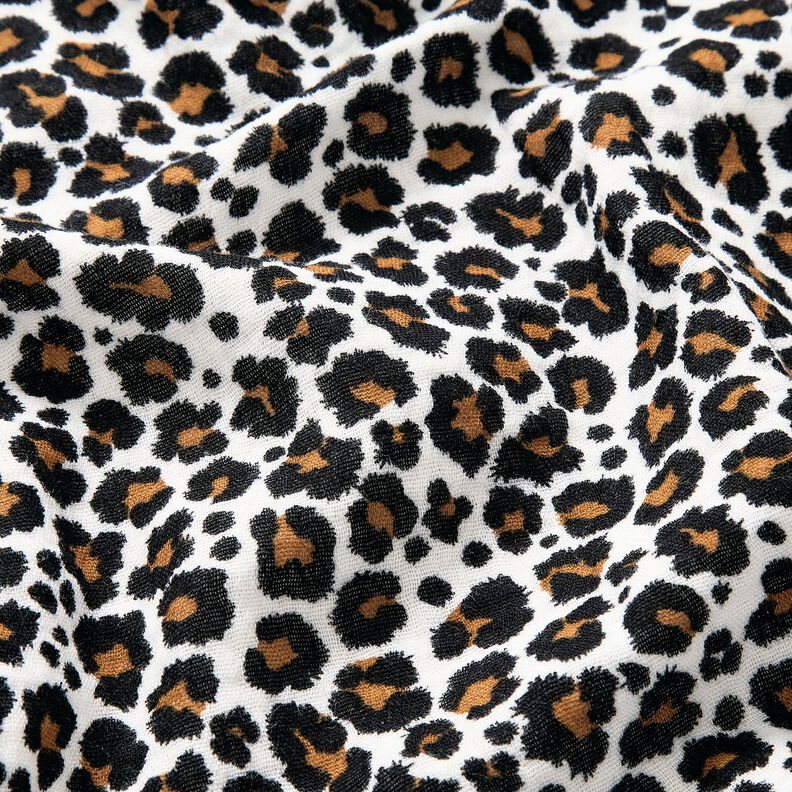 Tissu double gaze de coton Imprimé léopard – blanc/noir, image number 2