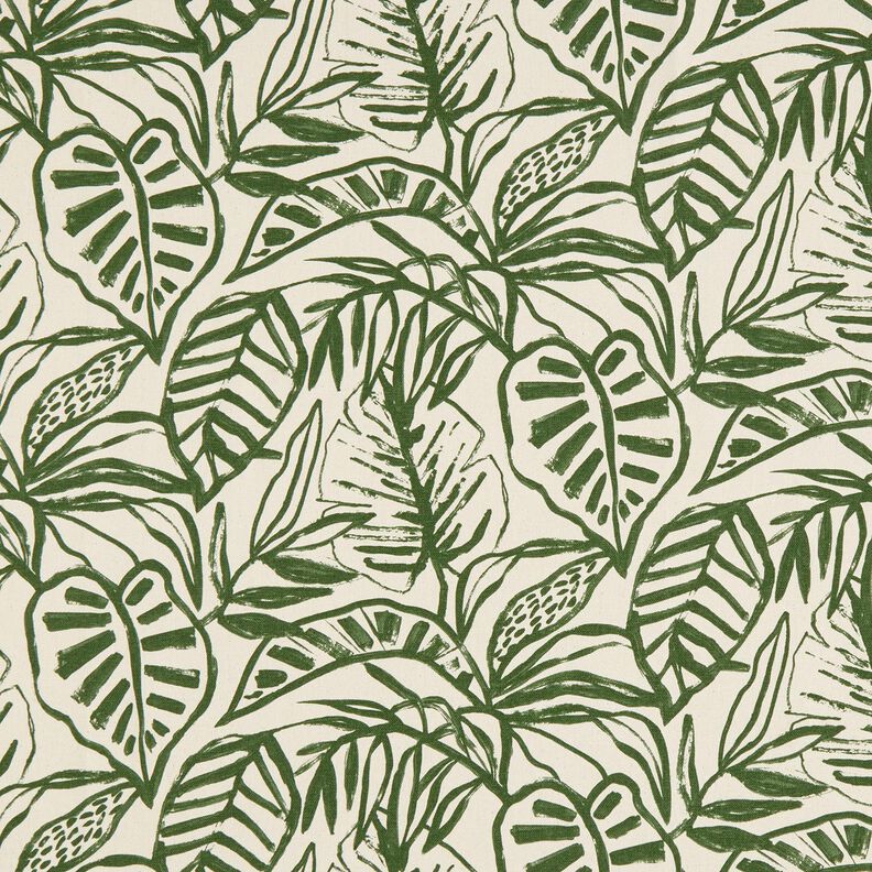 Tissu de décoration Semi-panama Monstera peint – crème/pin, image number 1