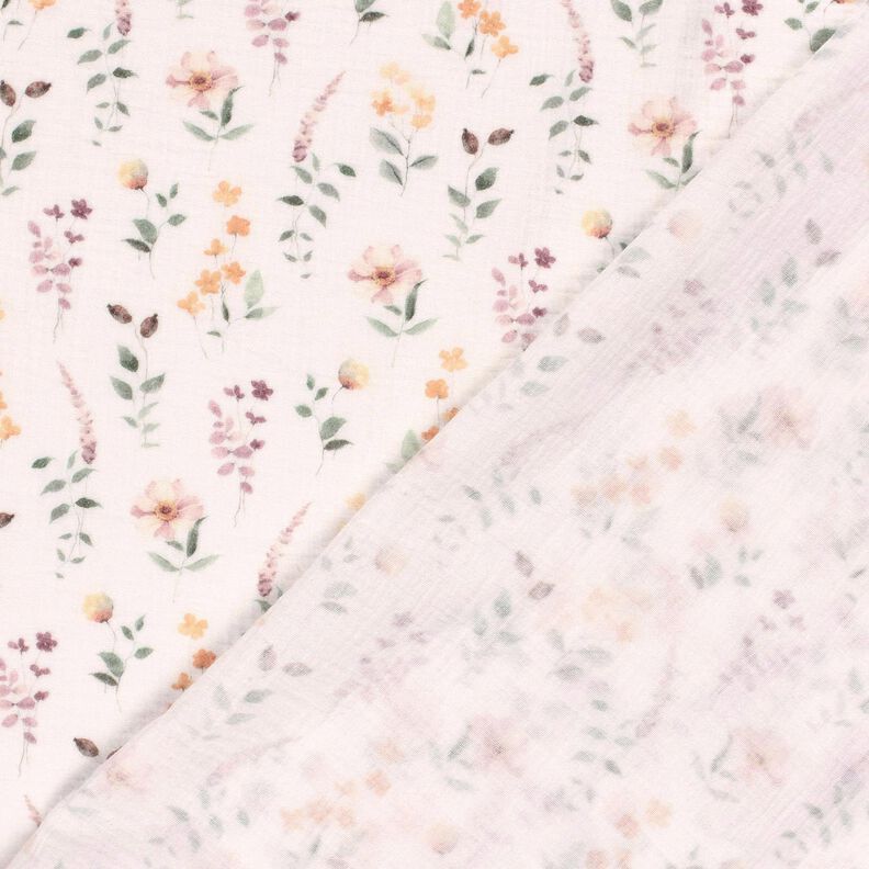 Tissu double gaze de coton prairie sauvage Impression numérique – blanc,  image number 4