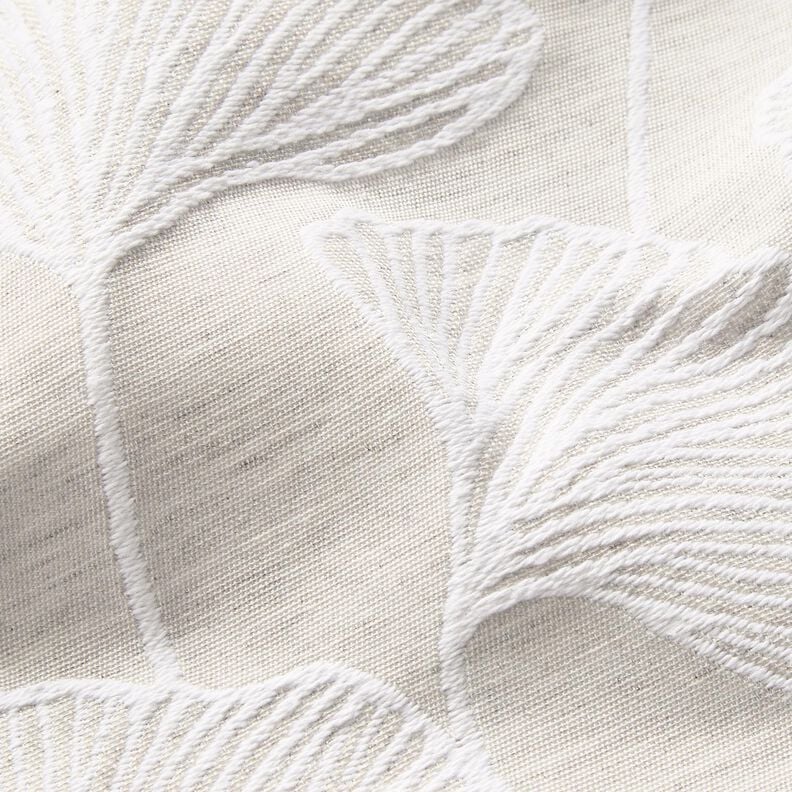 Tissu de décoration Jacquard grand ginkgo – gris brume/ivoire,  image number 5