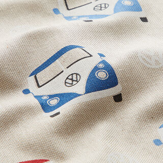 Tissu de décoration Semi-panama VW Bulli vue de face – blanc/nature, 