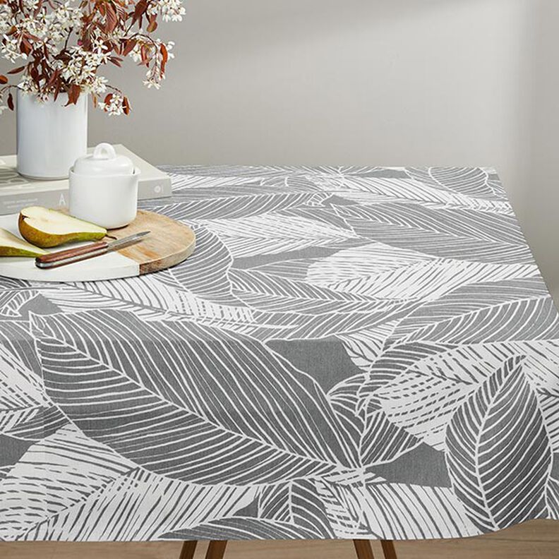 Tissu de décoration Canvas grandes feuilles – gris,  image number 6