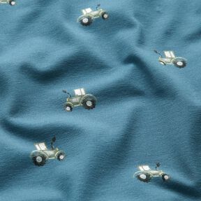 GOTS Jersey coton Tracteur Impression numérique – bleu jean, 